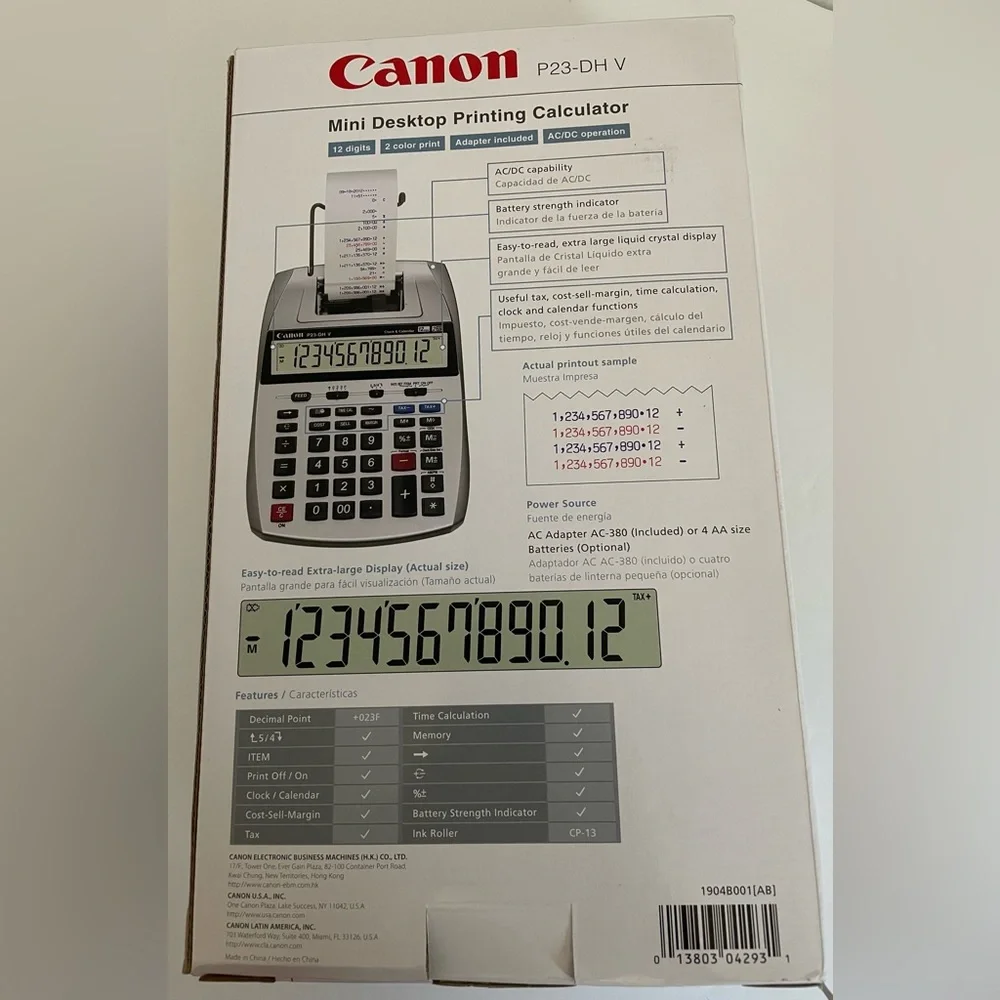 NEW Canon P23-DH V Mini Desktop Printing Calculator